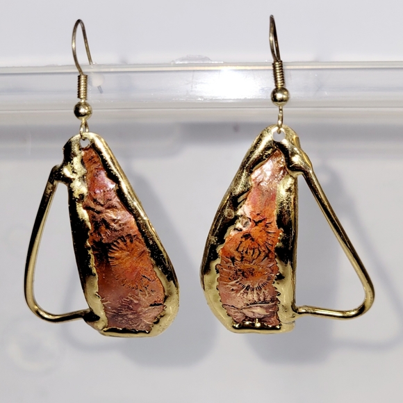 Artisan Earrings, Hand Made Copper & Brass Earrings, Handcrafted, Organic Design - Picture 3 of 4